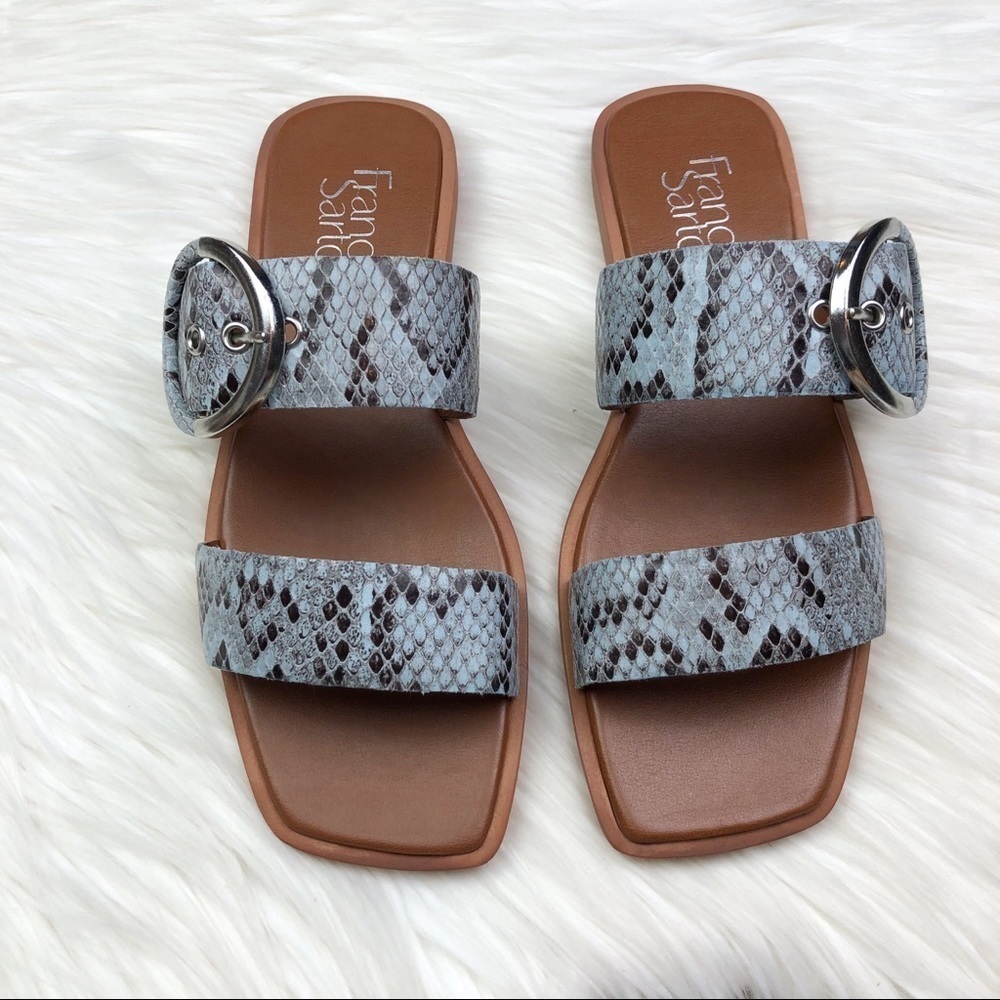 New Franco Sarto Merris Sandal in Snakeskin Light Blue Leather - Picture 6 of 10